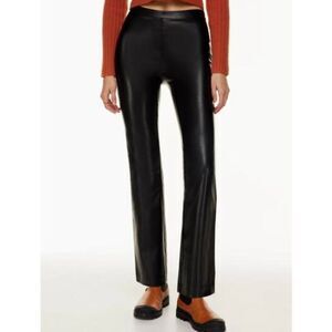 Aritzia Wilfred black faux leather pull on flare pants size 4